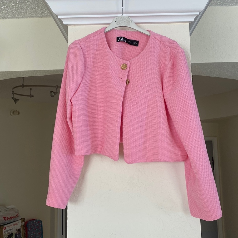 ZARA NWOT pink crop blazer